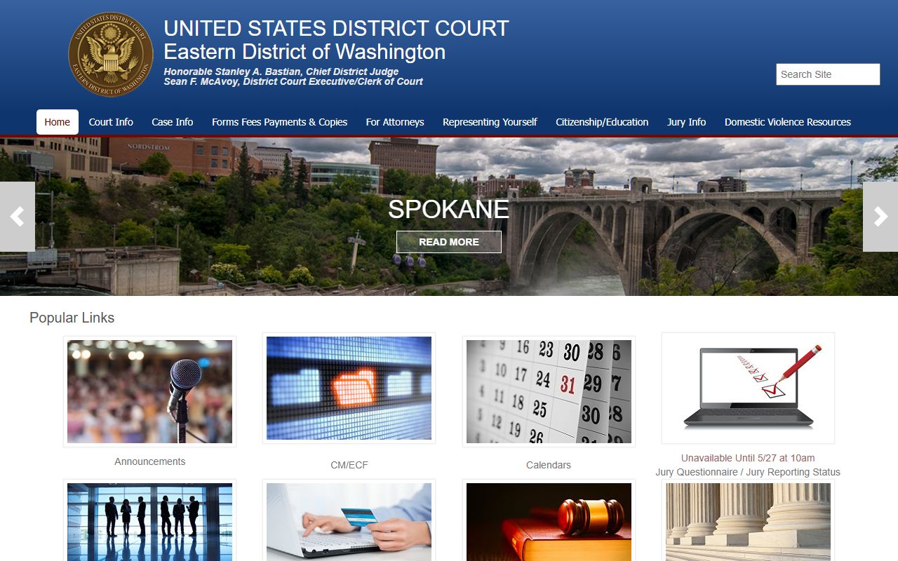 Yakima County federal court records on the Eastern District of Washington site