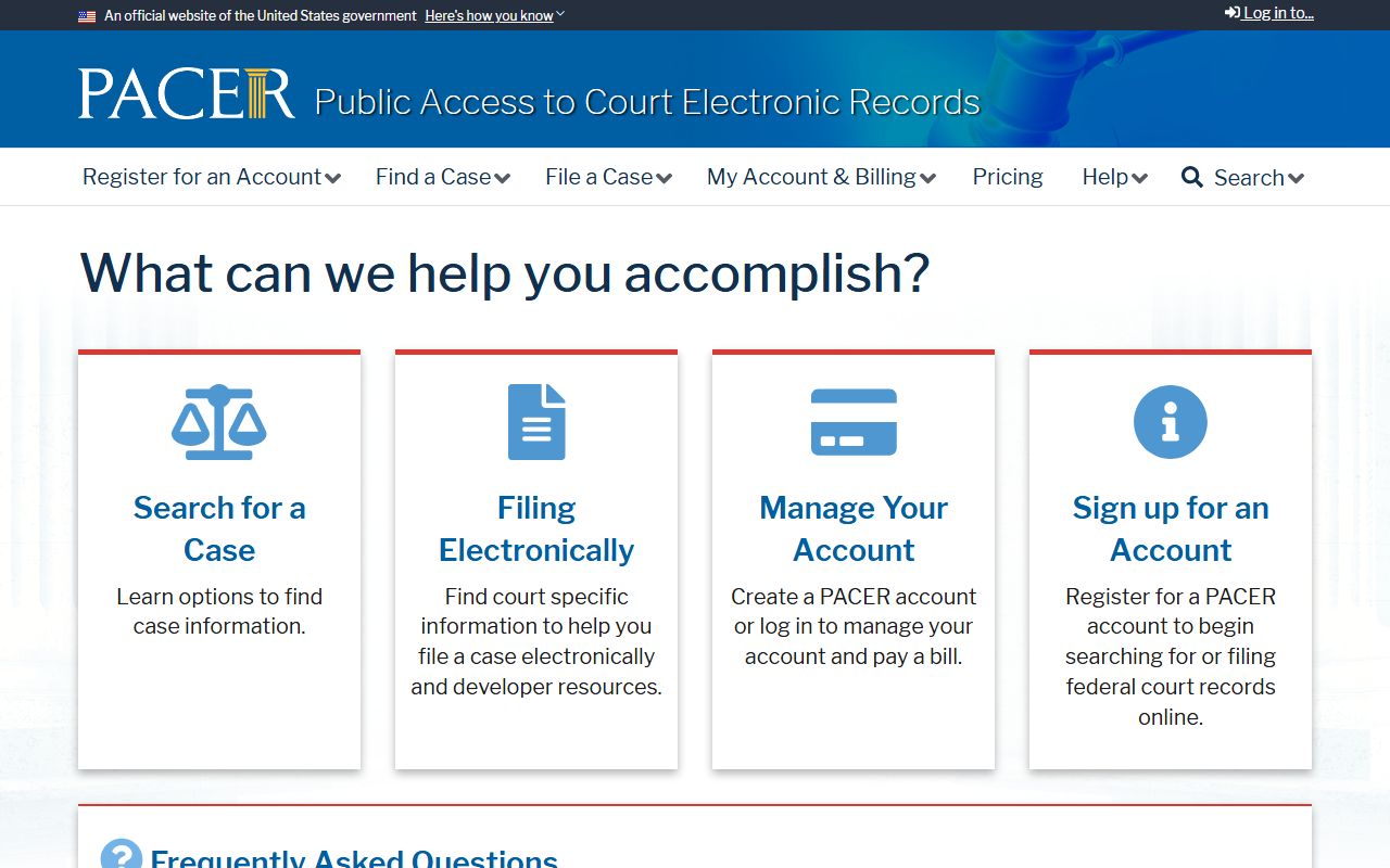 Yakima County federal court dockets through the PACER portal