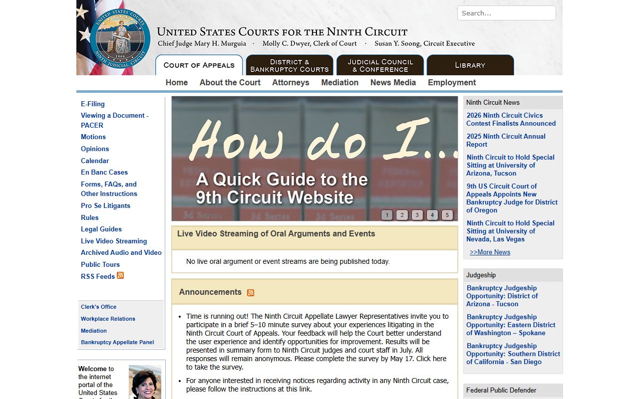 Yakima County federal court dockets at the Ninth Circuit Court of Appeals