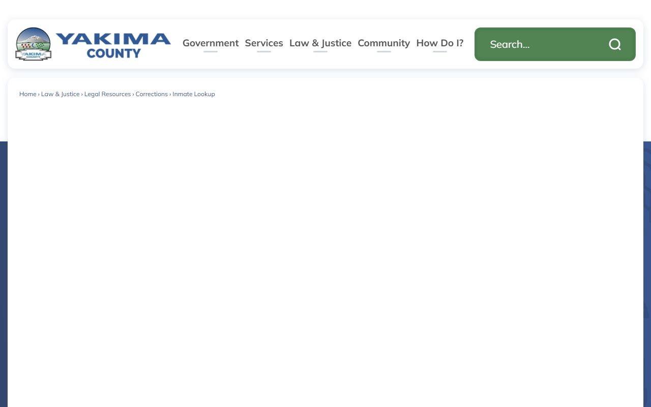 Yakima County inmate records lookup page with the live jail roster