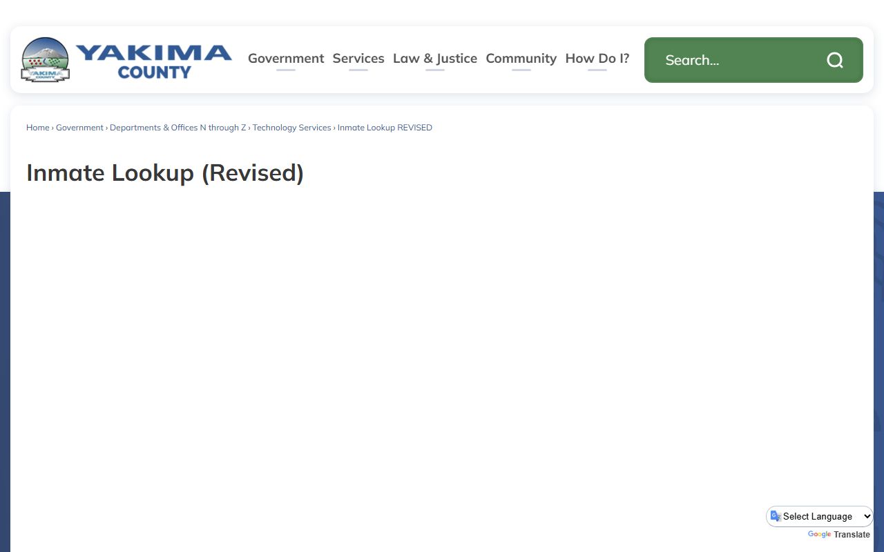 Yakima County inmate records revised lookup page for the jail roster