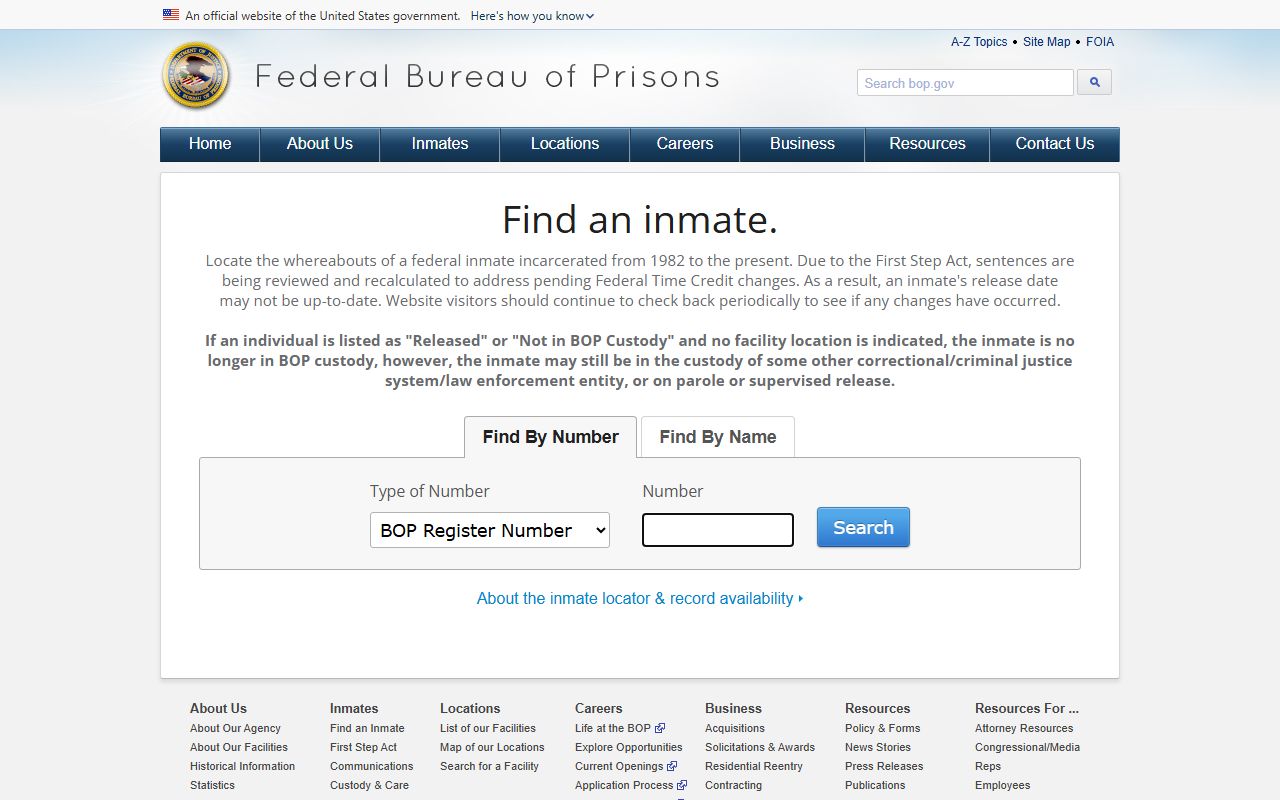 Yakima County released inmates federal BOP inmate locator page