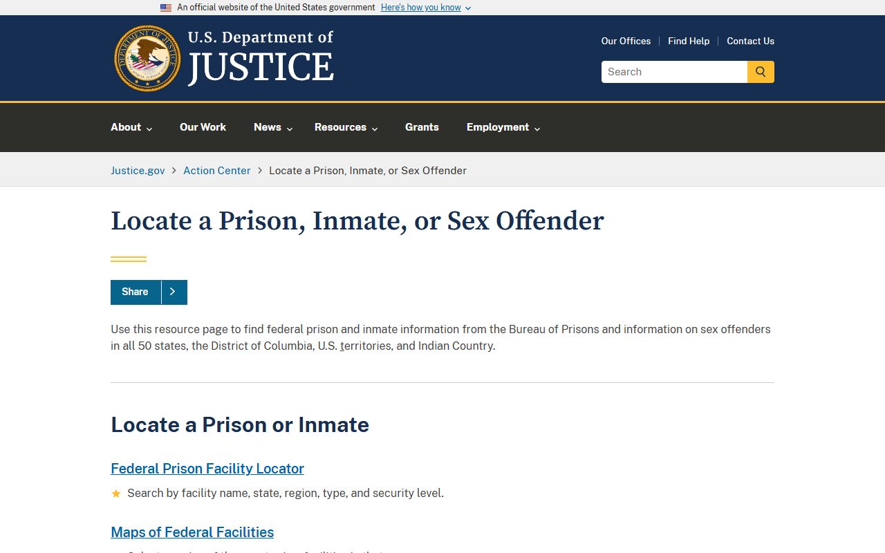 Yakima County released inmates DOJ inmate or sex offender locator page