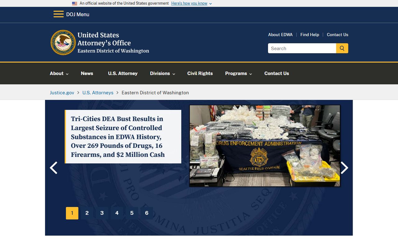 Yakima County arrest records and U.S. Attorney Eastern District of Washington page