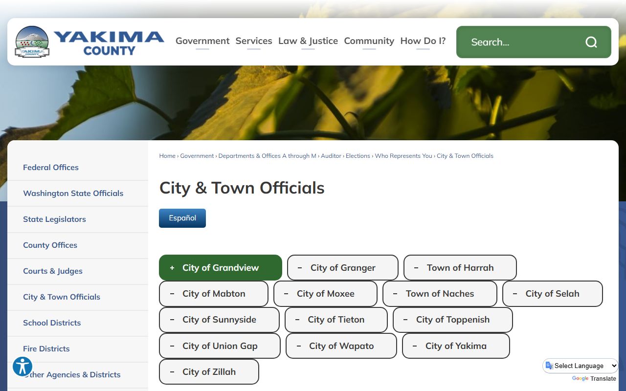 Yakima County arrest records and Prosecuting Attorney office page