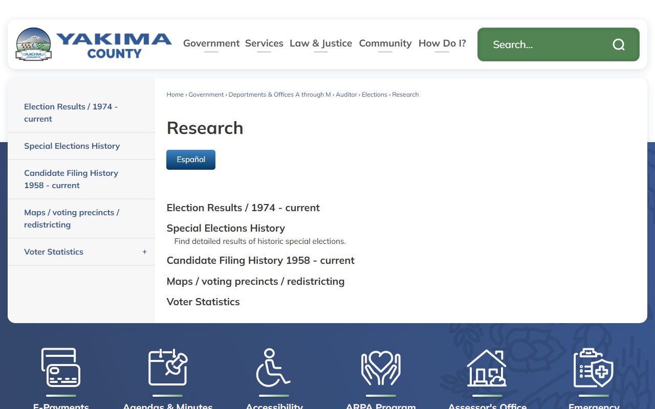 Yakima County arrest records and Assigned Counsel indigent defense page